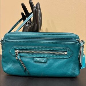 Coach Teal Leather Wristlet